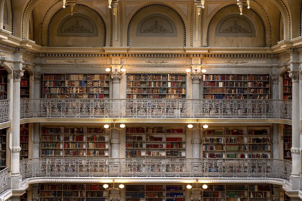 A library shelf full of books